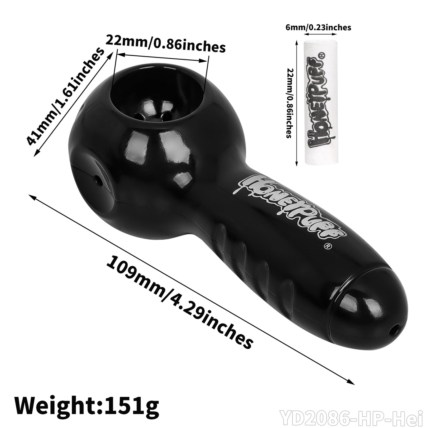 HONEYPUFF black zinc alloy removable laser custom logo with filter tip pipe smoking accessories