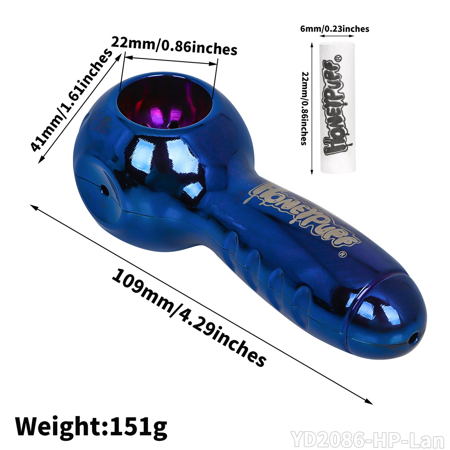HONEYPUFF black zinc alloy removable laser custom logo with filter tip pipe smoking accessories