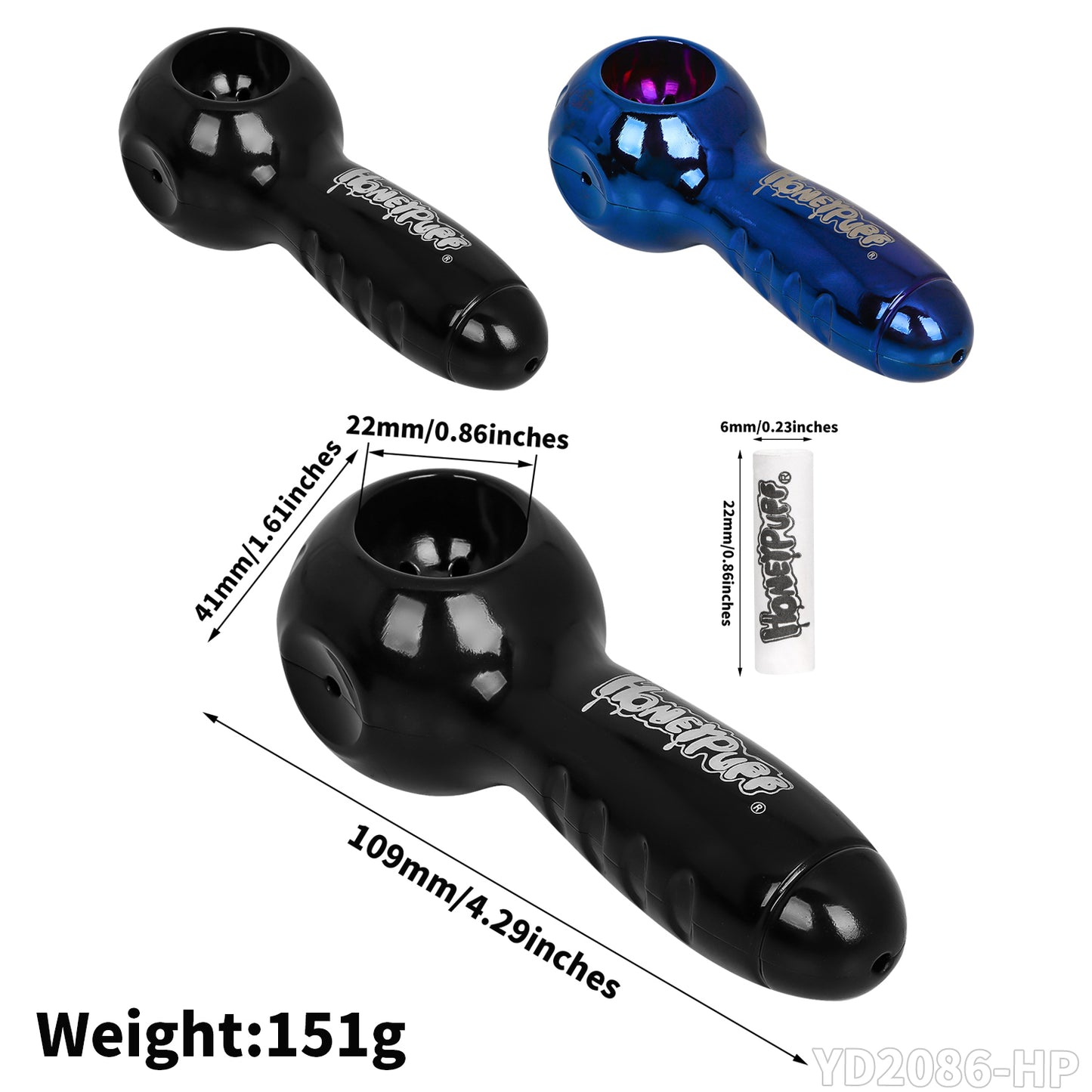 HONEYPUFF black zinc alloy removable laser custom logo with filter tip pipe smoking accessories