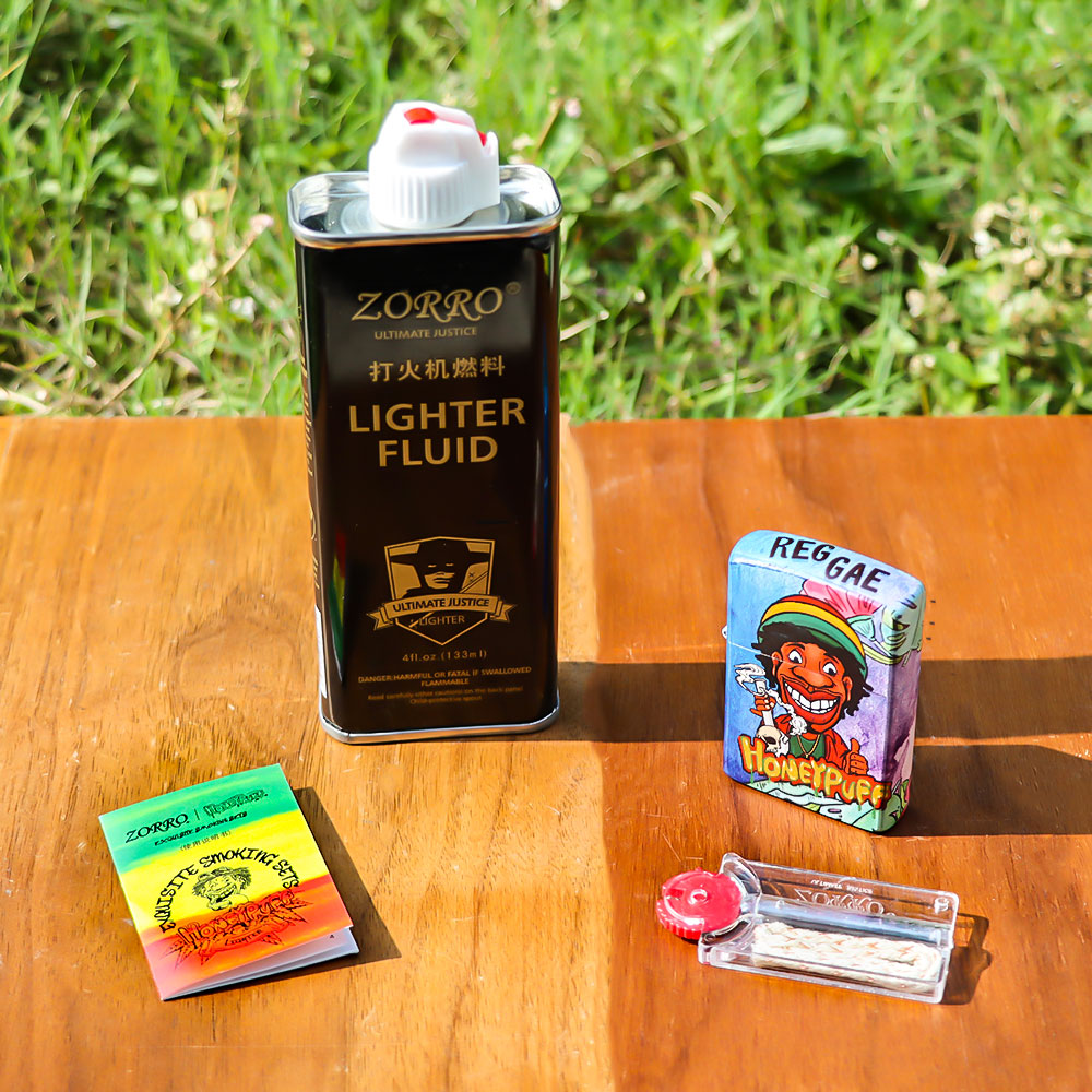 HONEYPUFF Windproof Long Lasting Metal Lighter, Rasta Style Cigarette Lighters