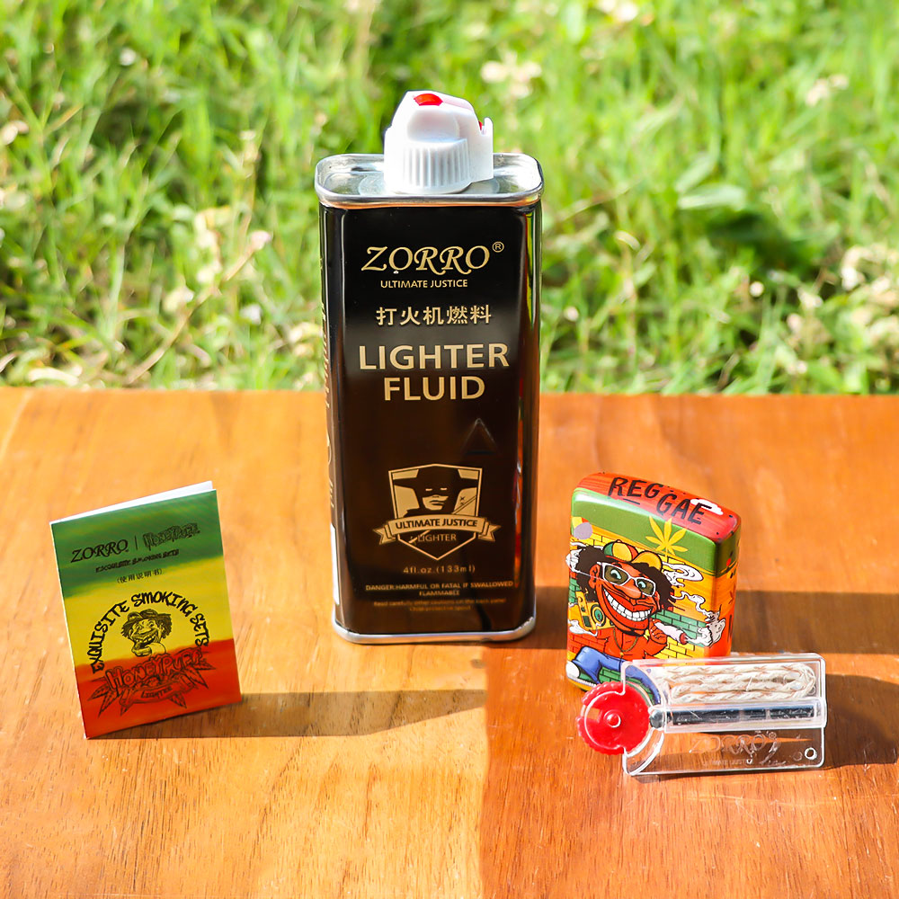 HONEYPUFF Windproof Long Lasting Metal Lighter, Rasta Style Cigarette Lighters