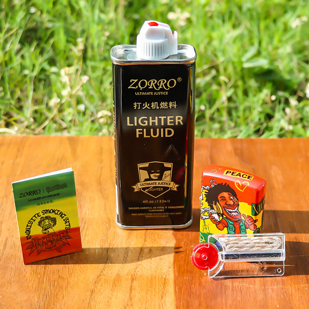 HONEYPUFF Windproof Long Lasting Metal Lighter, Rasta Style Cigarette Lighters
