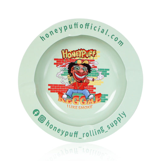 HONEYPUFF Grüner Aschenbecher aus Weißblech, Mini-Aschenbecher mit Zigarettenspitze, leicht zu reinigender Metall-Zigarettenaschenbecher und tragbar