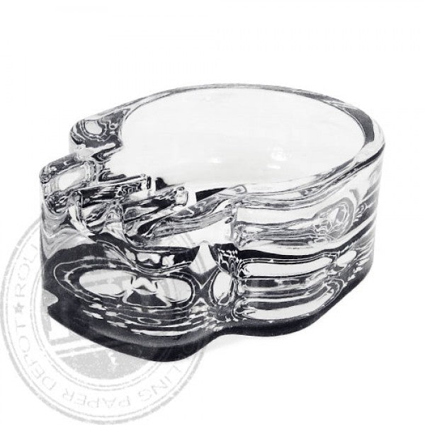 HONEYPUFF decorated skull shape clear glass ashtray, 97*62mm portable round ashtray, desktop ashtray, smoking accessories