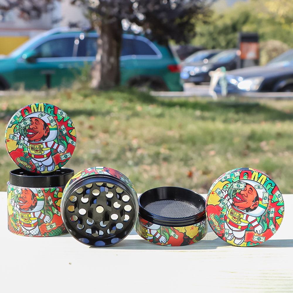 HOENYPUFF 40 mm Zinc Alloy Herb Grinder, 4 Layers Metal Tobacco Grinder, Black Weed Grinder, 6 PCS / Box