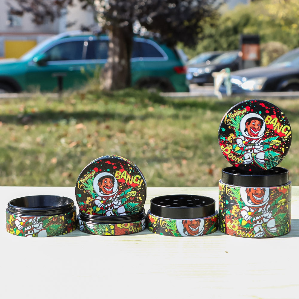 HOENYPUFF 40 mm Zinc Alloy Herb Grinder, 4 Layers Metal Tobacco Grinder, Black Weed Grinder, 6 PCS / Box