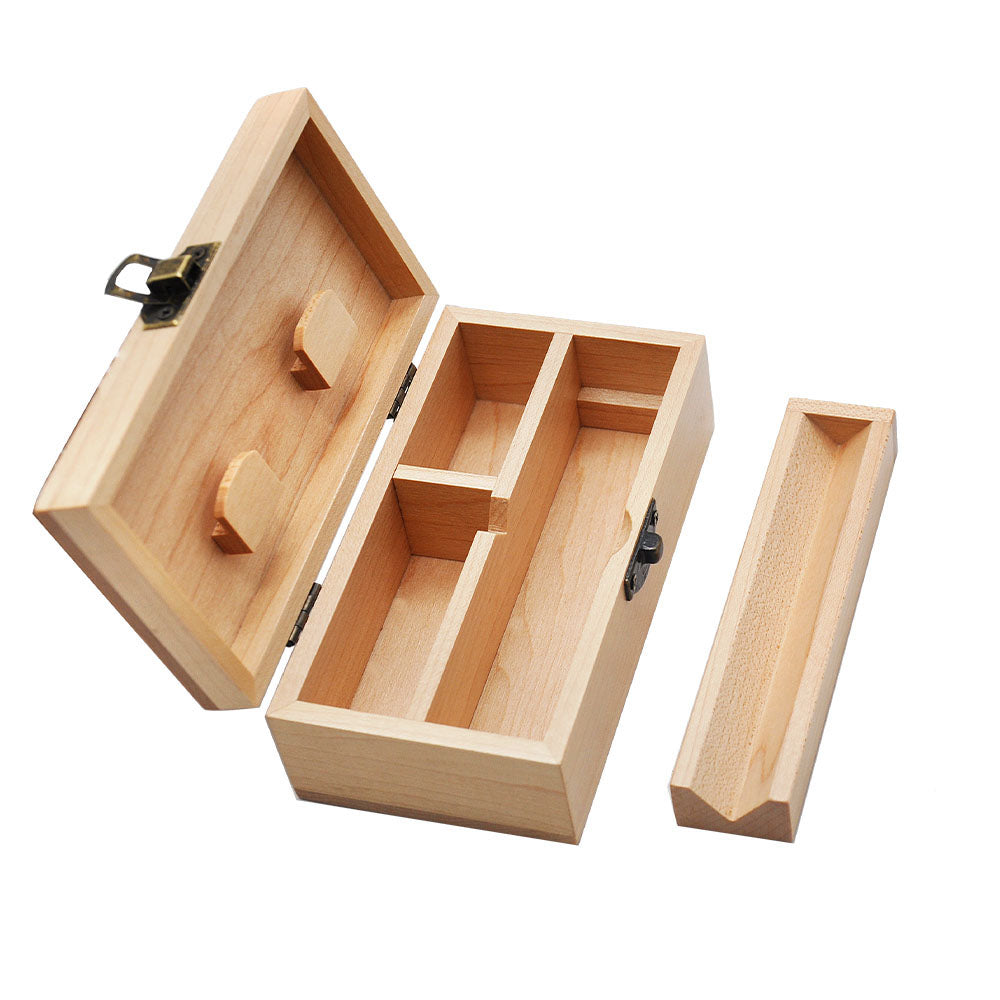 HONEYPUFF Handmade Tobacco Smoking Herb with Dark Green Lid Cover, Lockable Wooden Box, 5.4” x 2.8” x 2.0” Size Storage Box