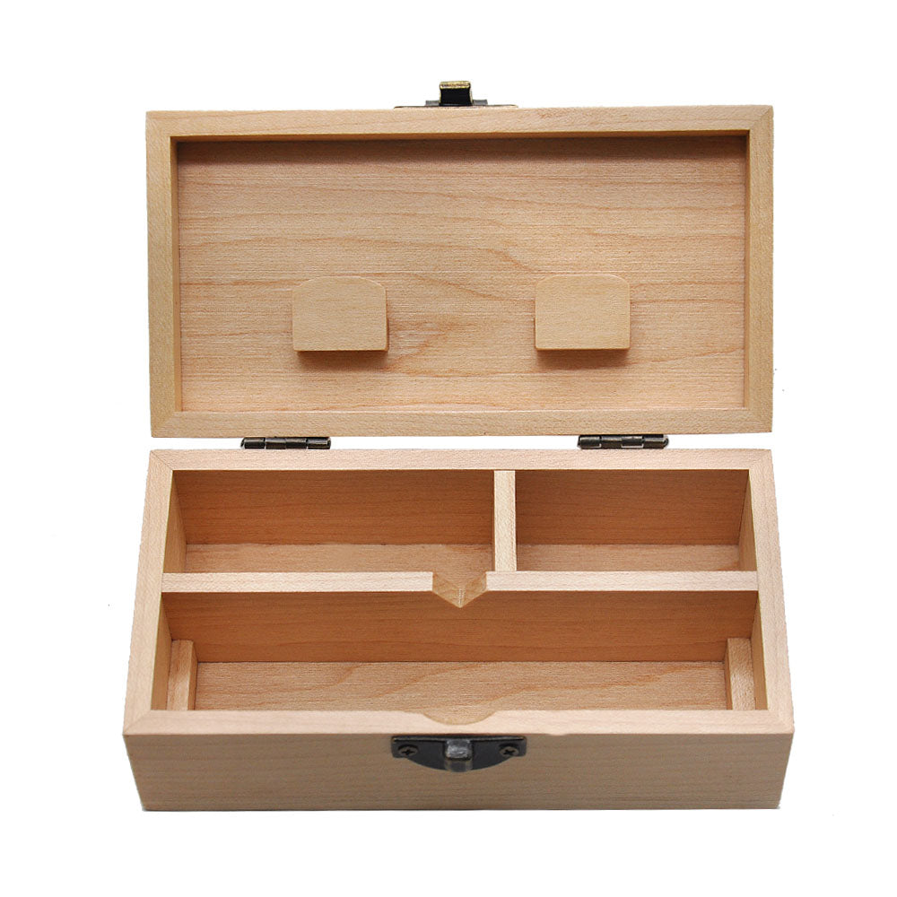 HONEYPUFF Handmade Tobacco Smoking Herb with Orange Lid Cover, Lockable Wooden Box, 5.4” x 2.8” x 2.0” Size Storage Box