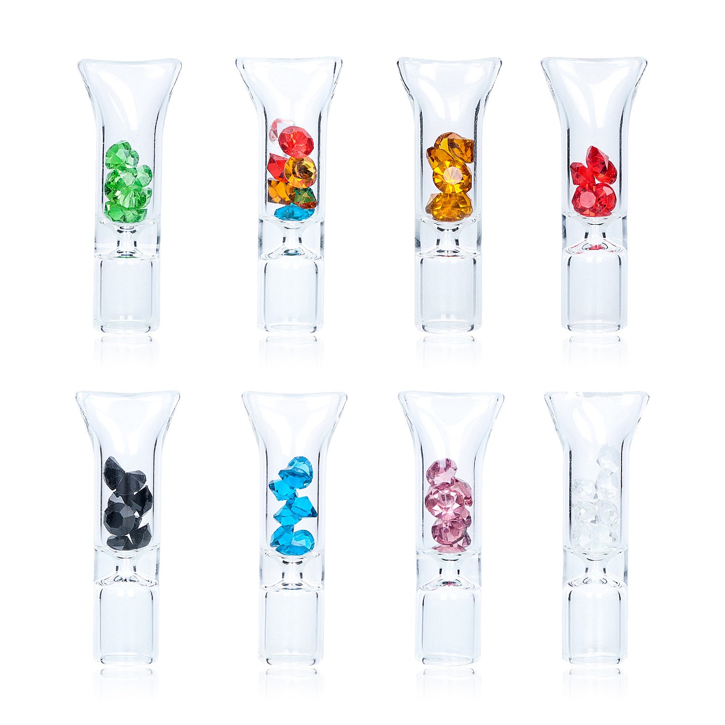 HONEYPUFF Diamond Beads Glass Smoking Filter Tips, 50 x 11 mm Filter Tips, Shatter Resistant Cigarette Filter Tip