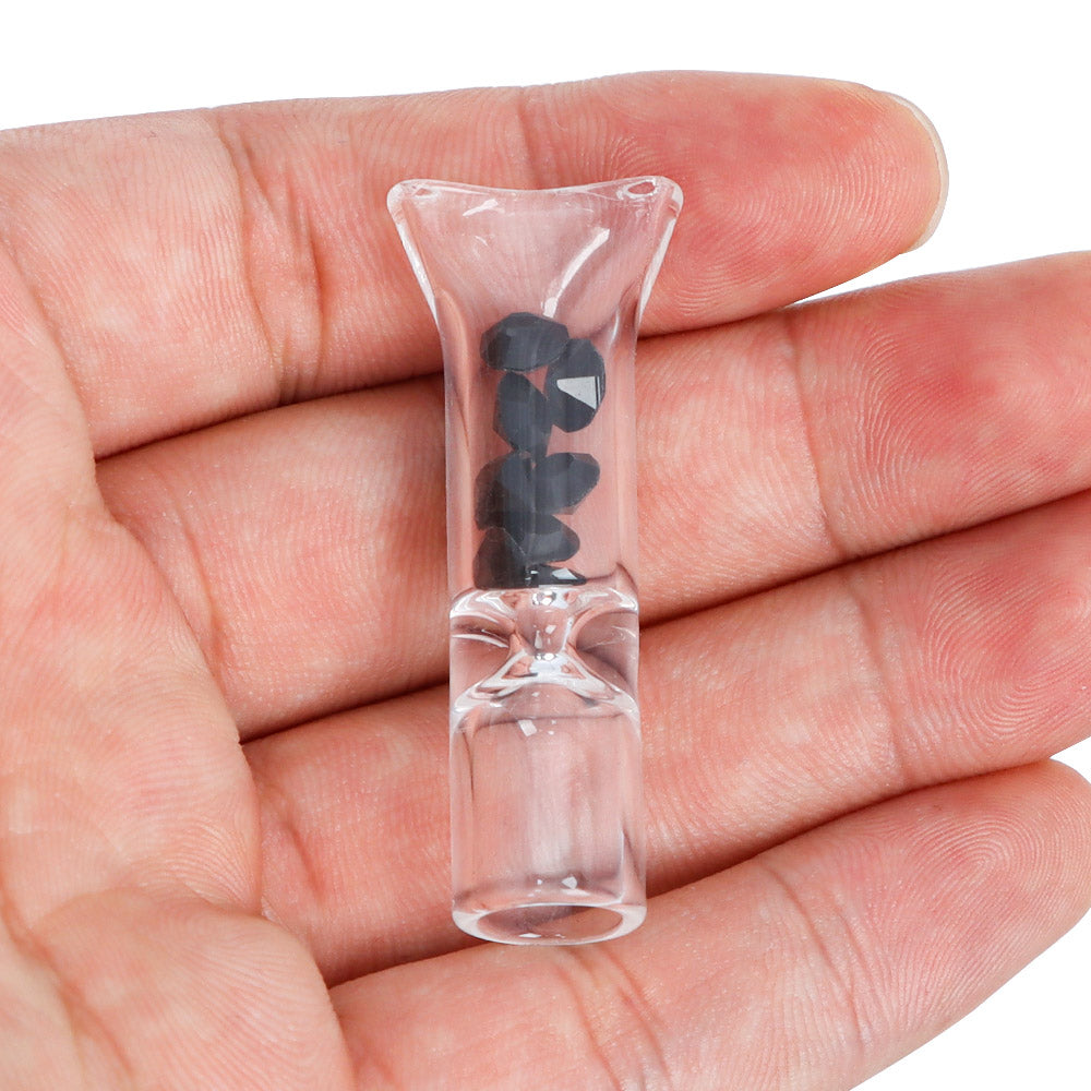 HONEYPUFF Diamond Beads Glass Smoking Filter Tips, 50 x 11 mm Filter Tips, Shatter Resistant Cigarette Filter Tip