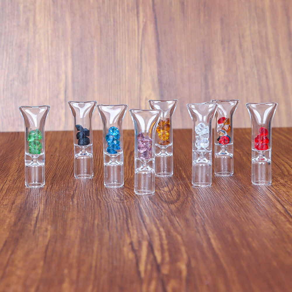 HONEYPUFF Diamond Beads Glass Smoking Filter Tips, 50 x 11 mm Filter Tips, Shatter Resistant Cigarette Filter Tip