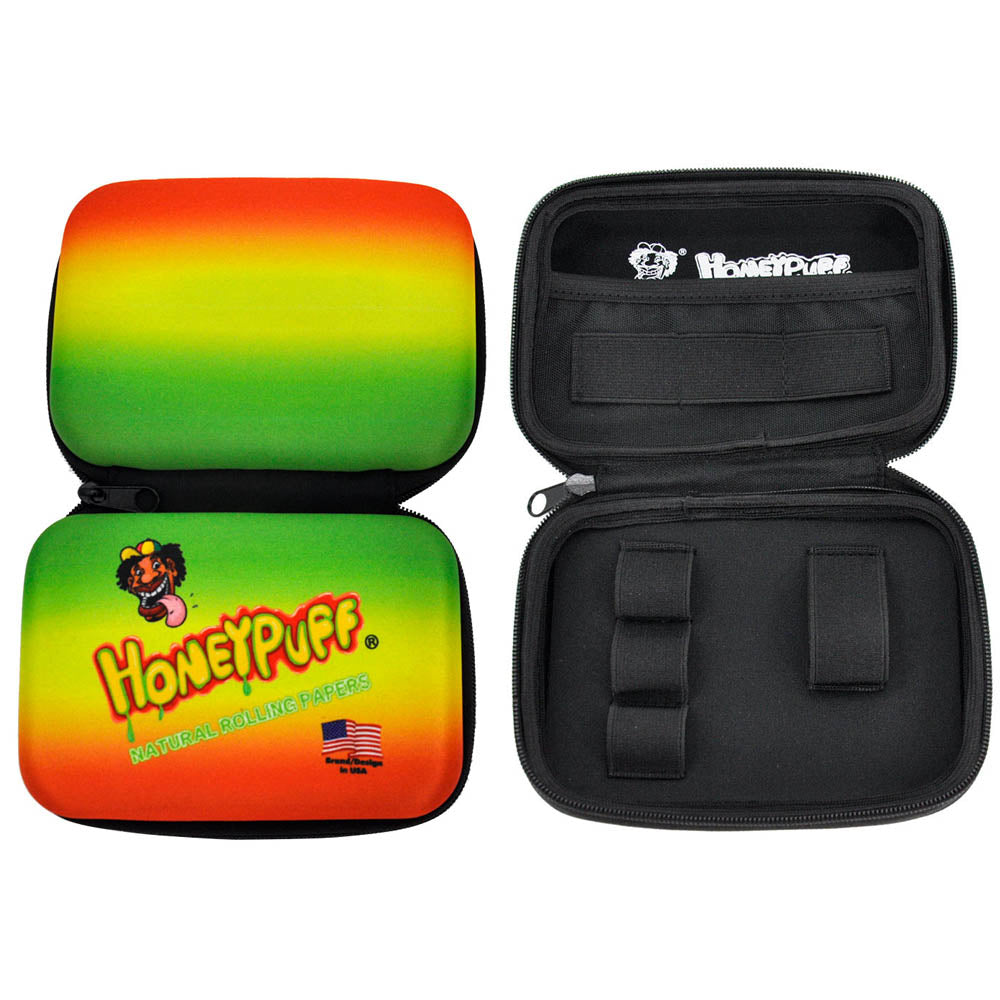 HONEYPUFF Smell Proof Bag, Rasta Style Cigarette Stash Box, 155 x 112 mm Portable Pouch Tobacco Bag