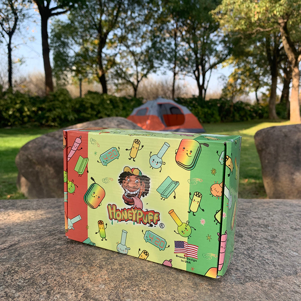 HONEYPUFF Smell Proof Bag, Rasta Style Cigarette Stash Box, 155 x 112 mm Portable Pouch Tobacco Bag