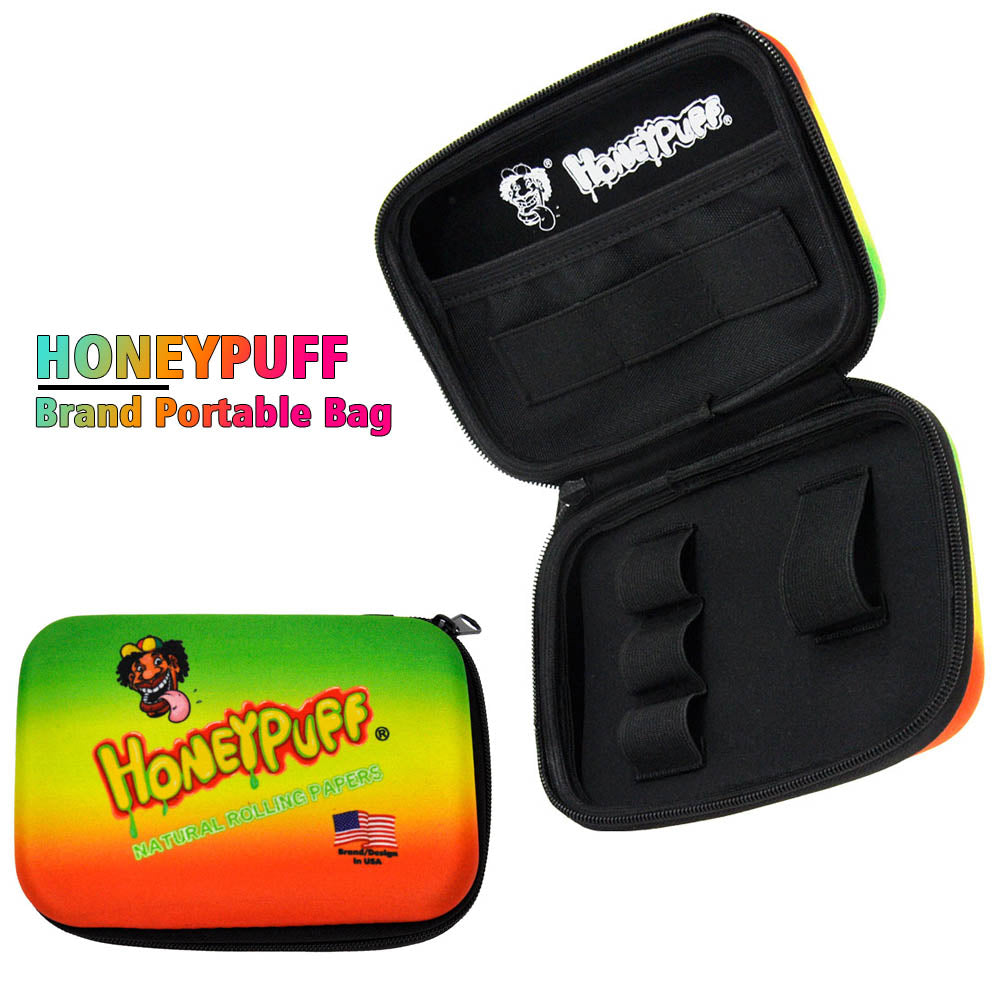 HONEYPUFF Smell Proof Bag, Rasta Style Cigarette Stash Box, 155 x 112 mm Portable Pouch Tobacco Bag
