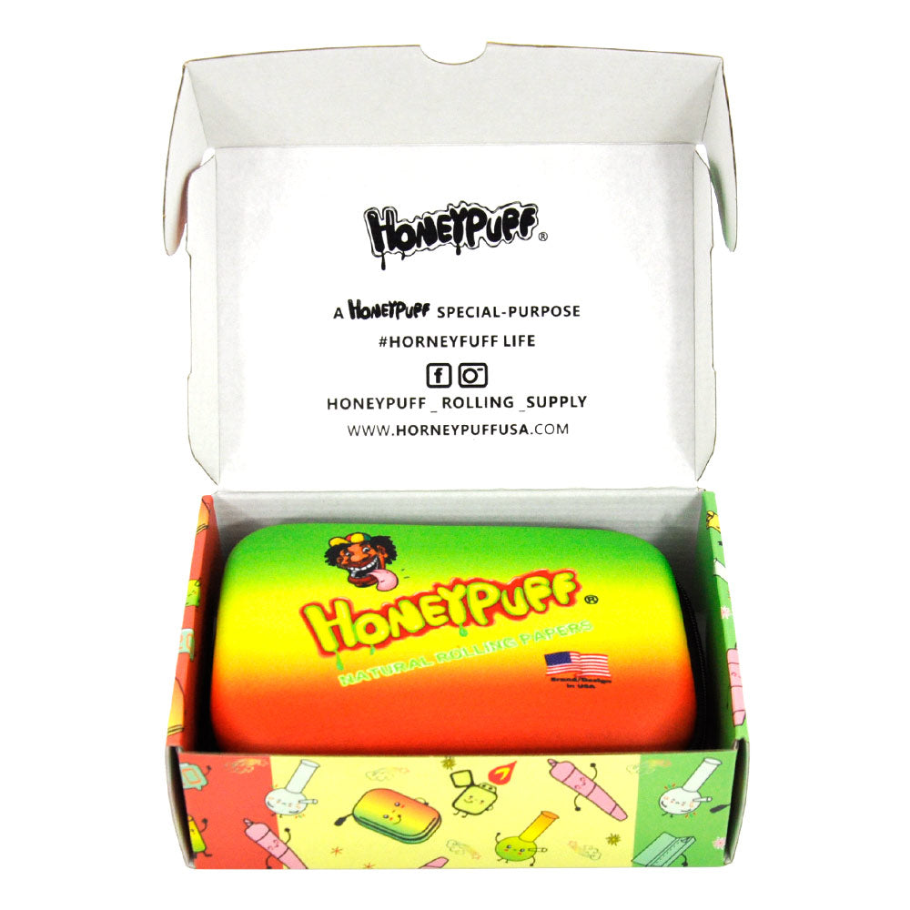 HONEYPUFF Smell Proof Bag, Rasta Style Cigarette Stash Box, 155 x 112 mm Portable Pouch Tobacco Bag