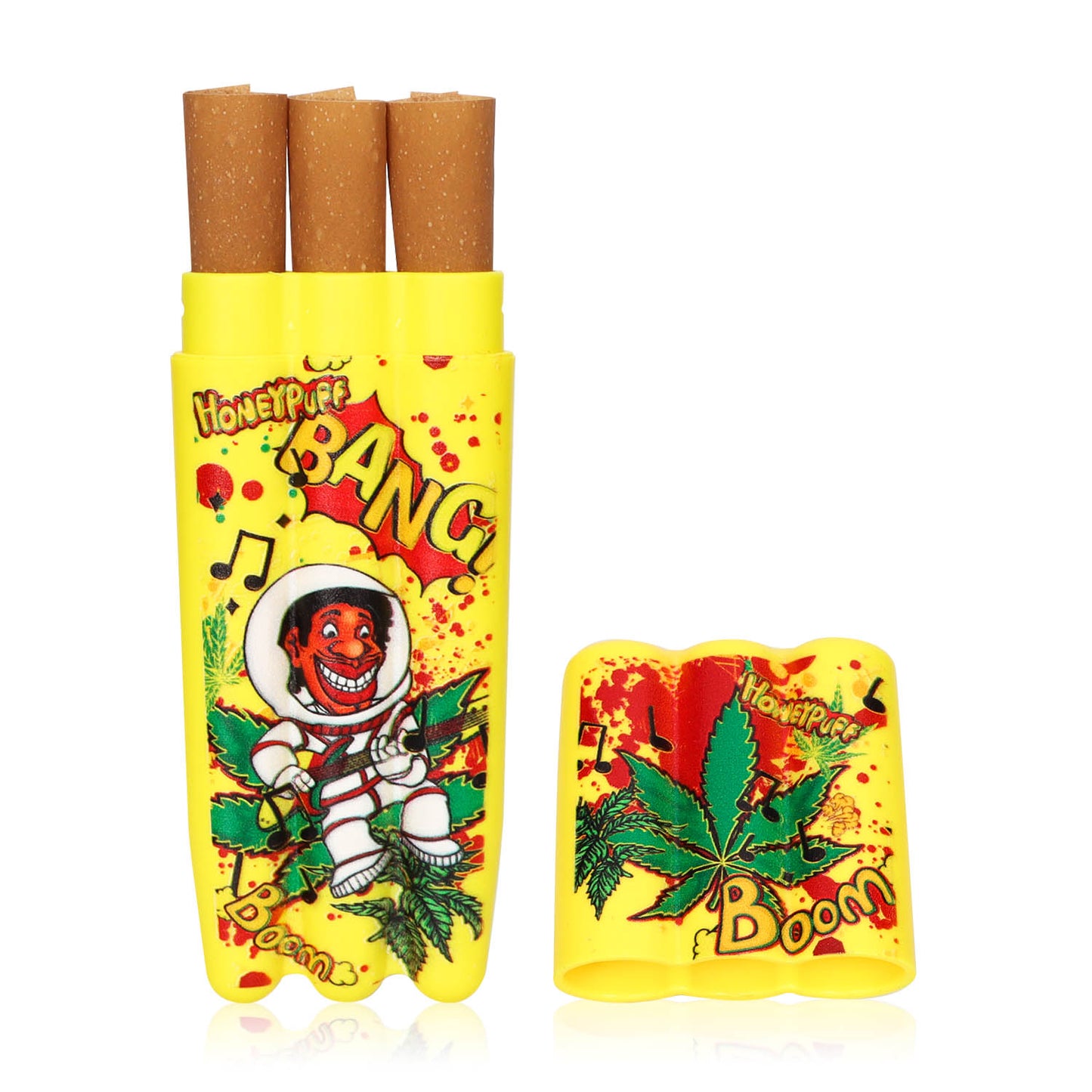 HONEYPUFF 5 Joint Holder, Smell Proof Pre Roll Cone Holder Case, 121 mm Yellow Joint Case, 12 PCS / Box