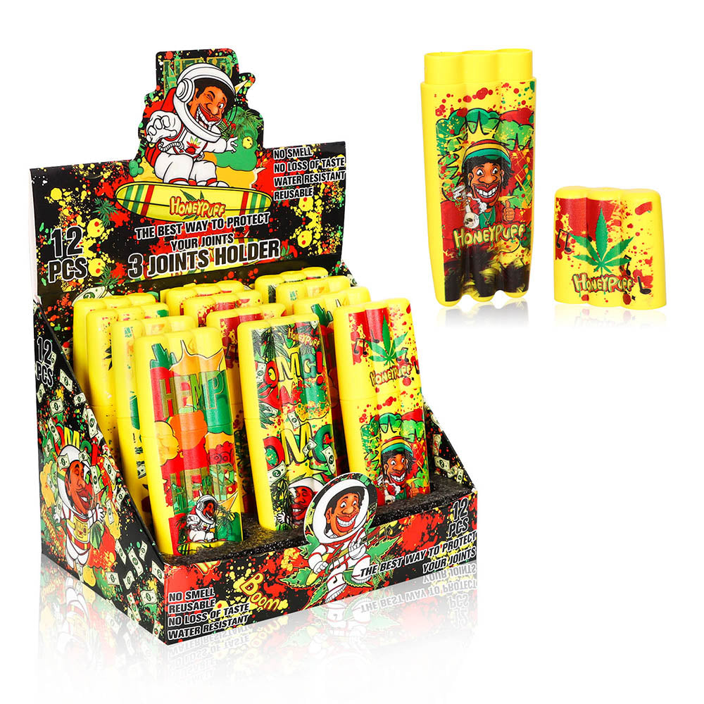 HONEYPUFF 5 Joint Holder, Smell Proof Pre Roll Cone Holder Case, 121 mm Yellow Joint Case, 12 PCS / Box