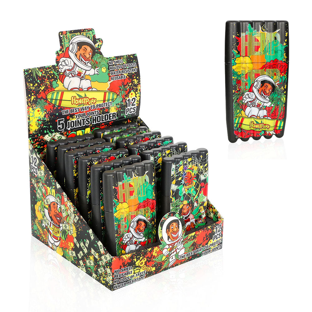 HONEYPUFF 5 Joint Holder, Smell Proof Pre Roll Cone Holder Case, 121 mm Black Joint Case, 12 PCS / Box