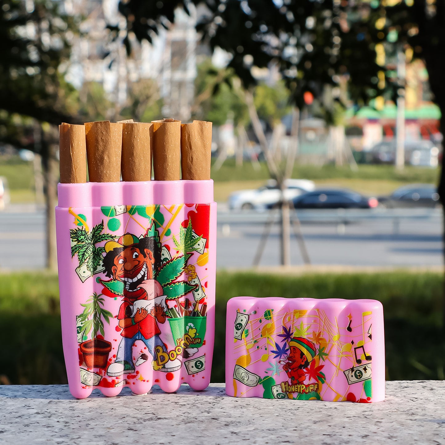 HONEYPUFF 5 Joint Holder, Smell Proof Pre Roll Cone Holder Case, 121 mm Pink Joint Case, 12 PCS / Box