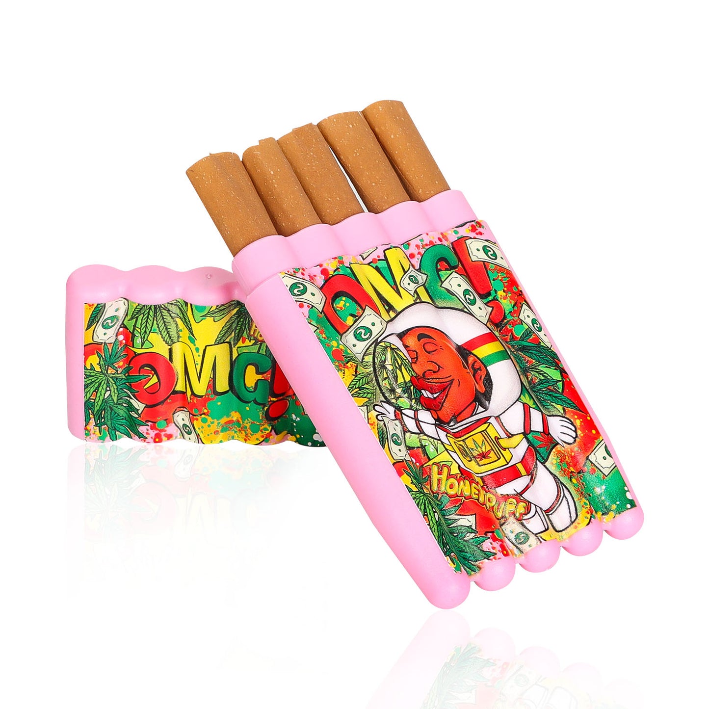 HONEYPUFF 5 Joint Holder, Smell Proof Pre Roll Cone Holder Case, 121 mm Pink Joint Case, 12 PCS / Box