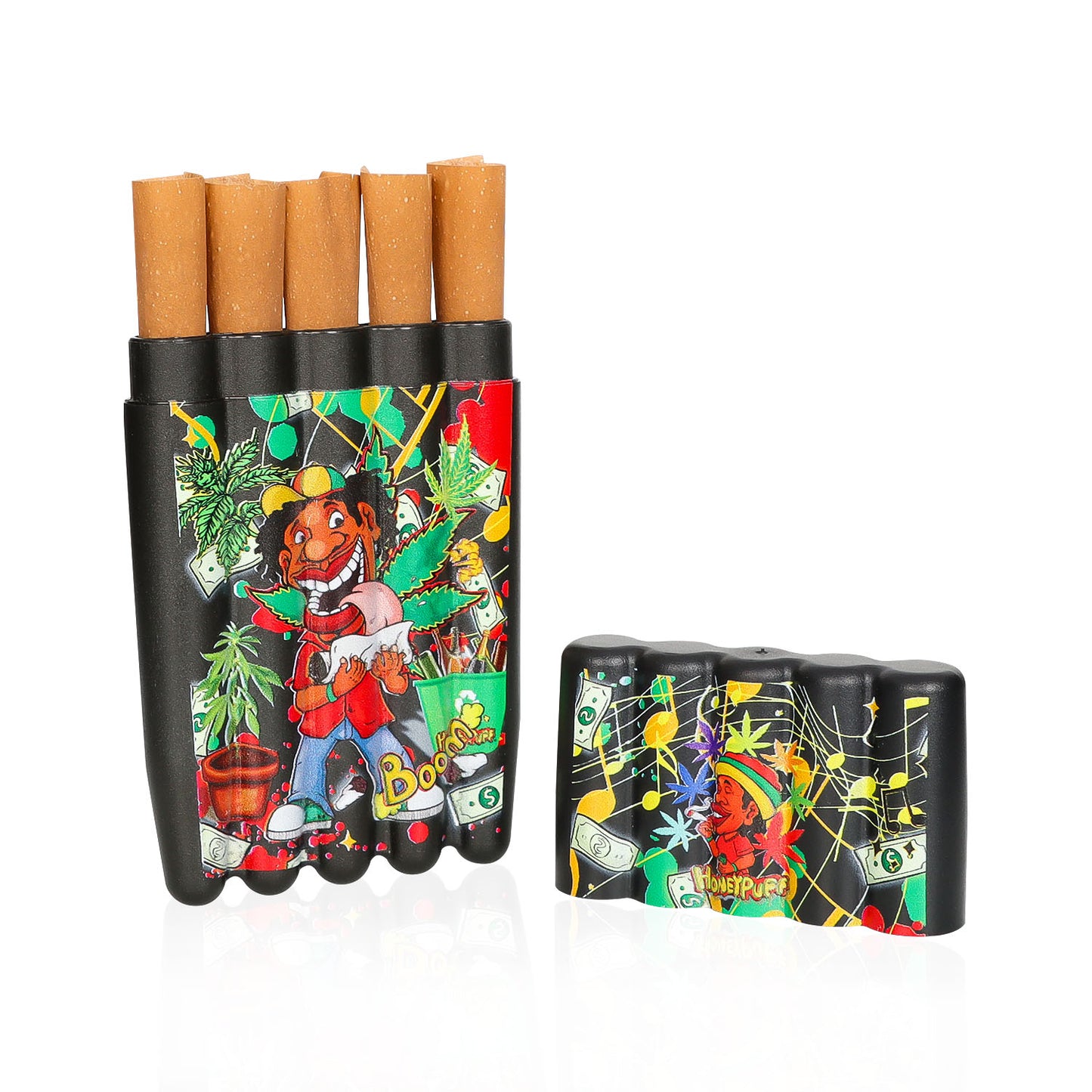 HONEYPUFF 5 Joint Holder, Smell Proof Pre Roll Cone Holder Case, 121 mm Black Joint Case, 12 PCS / Box