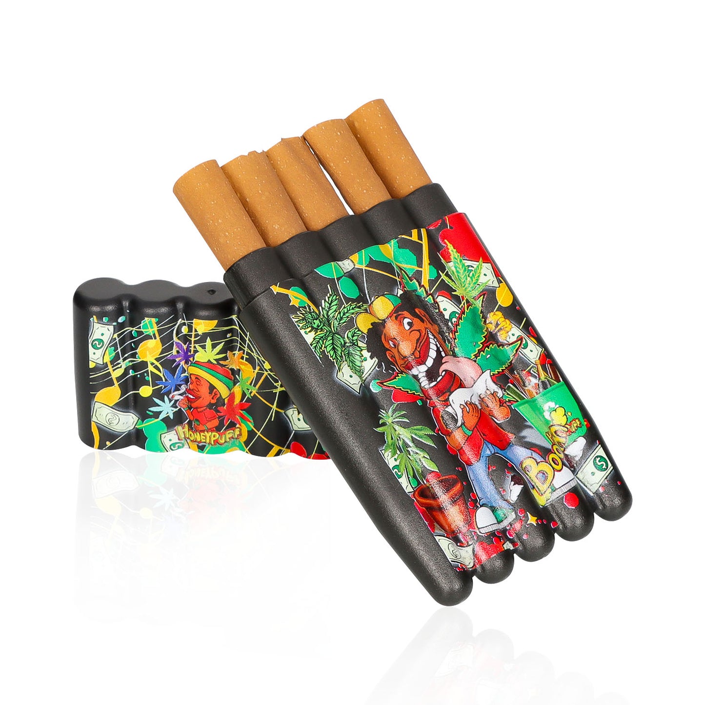 HONEYPUFF 5 Joint Holder, Smell Proof Pre Roll Cone Holder Case, 121 mm Black Joint Case, 12 PCS / Box