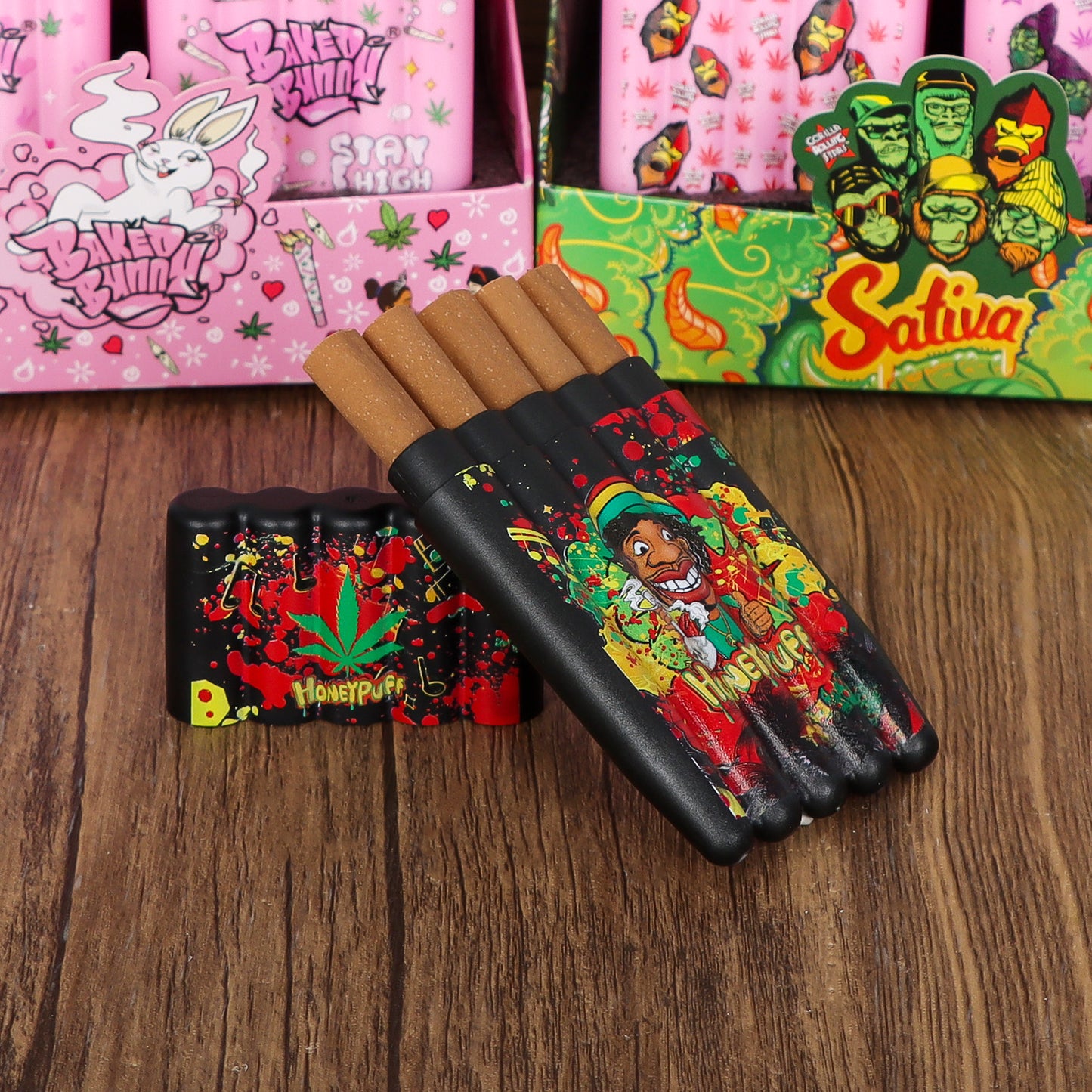 HONEYPUFF 5 Joint Holder, Smell Proof Pre Roll Cone Holder Case, 121 mm Black Joint Case, 12 PCS / Box