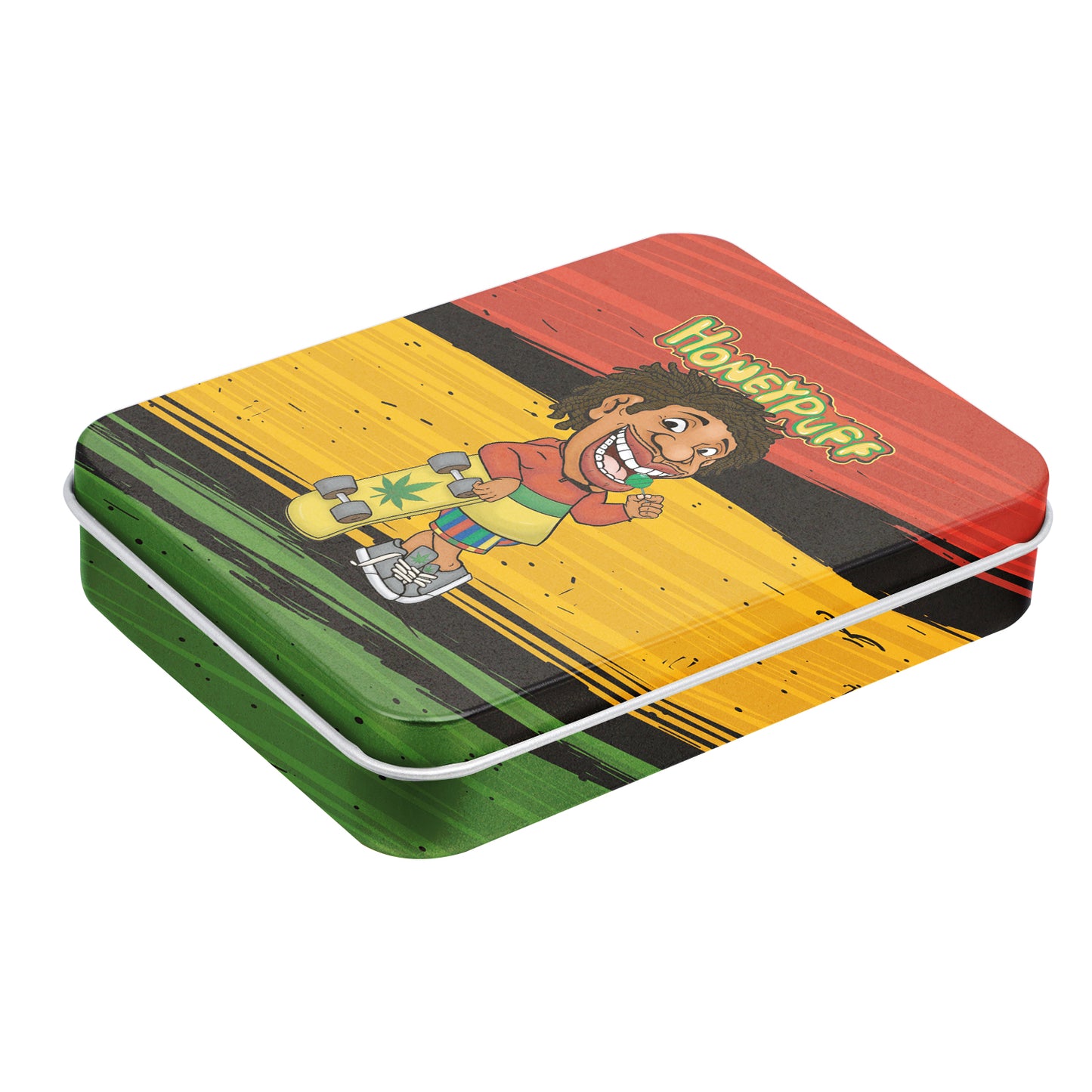 Honeypuff Small Metal Tin Box Lid Mini Small Empty Container, Portable Case For Tobacco