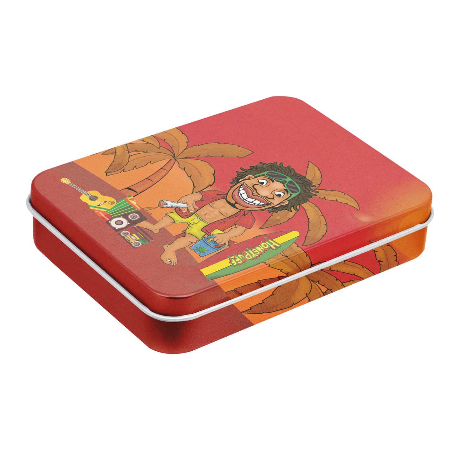 Honeypuff Small Metal Tin Box Lid Mini Small Empty Container, Portable Case For Tobacco
