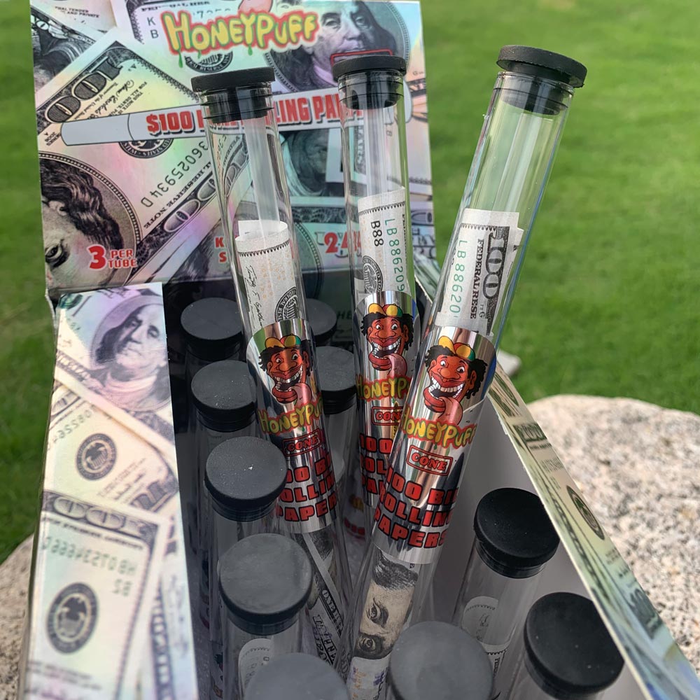 HONEYPUFF 100 Dollar King Size Pre Rolled Cones, 1 Pcs Rolled Cones With Tip, Slow Burning Pre Rolled Papers