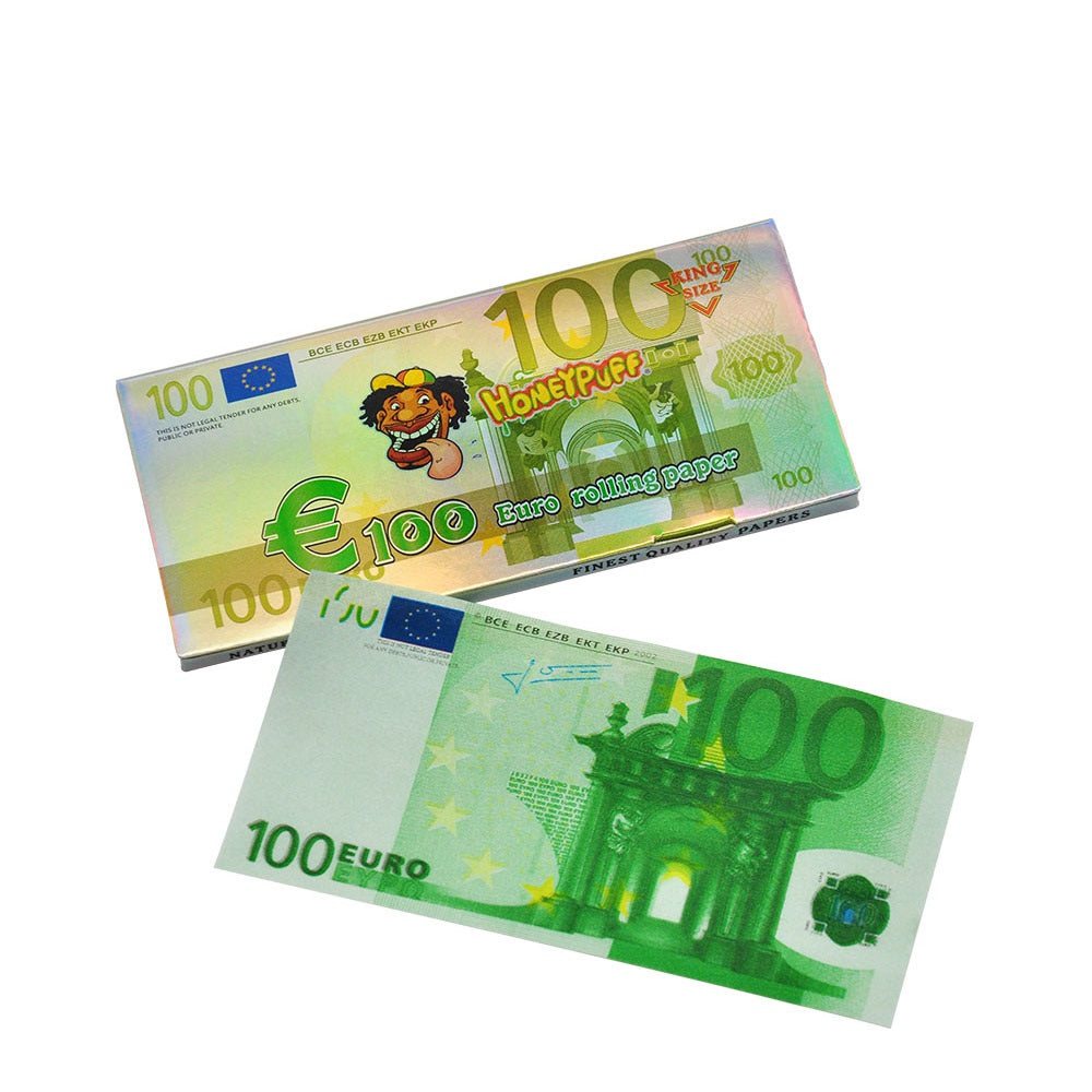 HONEYPUFF 100 Euro Pre Rolled Cigarette Rolling Papers, King Size Rolling Papers, Thin Slow Burning Rolling Paper, 24 Pieces