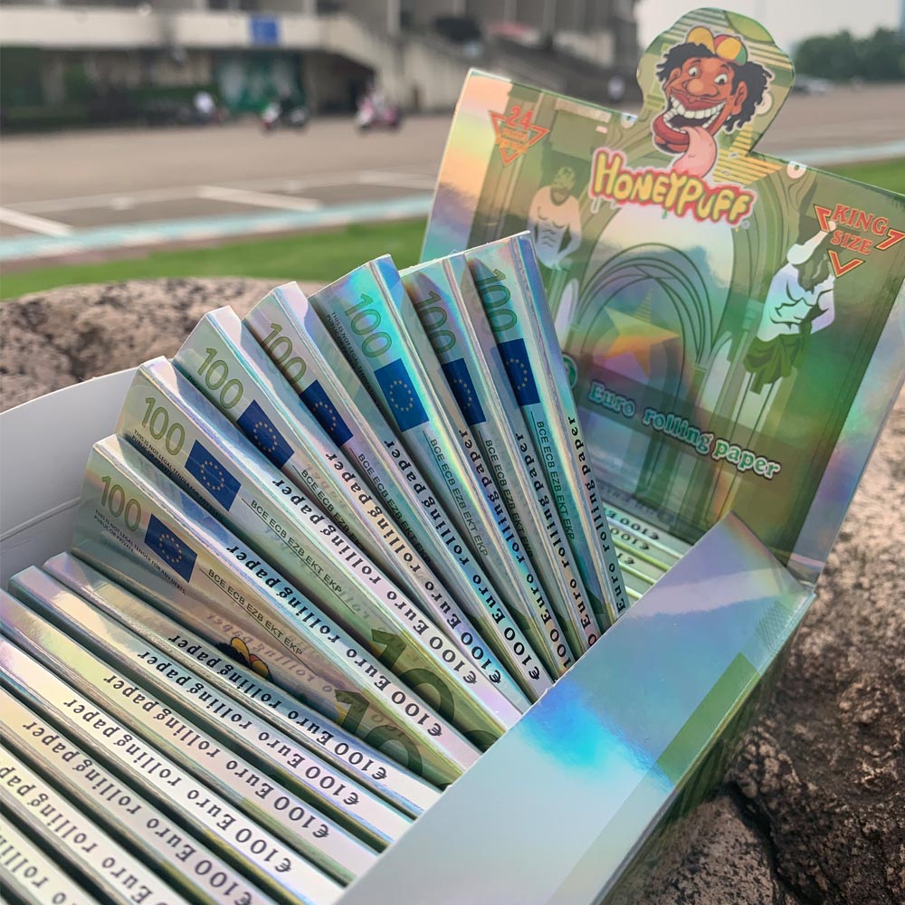 HONEYPUFF 100 Euro Pre Rolled Cigarette Rolling Papers, King Size Rolling Papers, Thin Slow Burning Rolling Paper, 24 Pieces