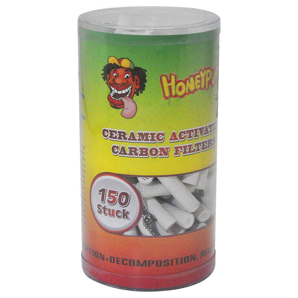 Filtres à charbon actif en céramique Honeypuff, embouts pré-roulés Ø 7, adaptés aux pipes à tabac en bois, 150 filtres par pot