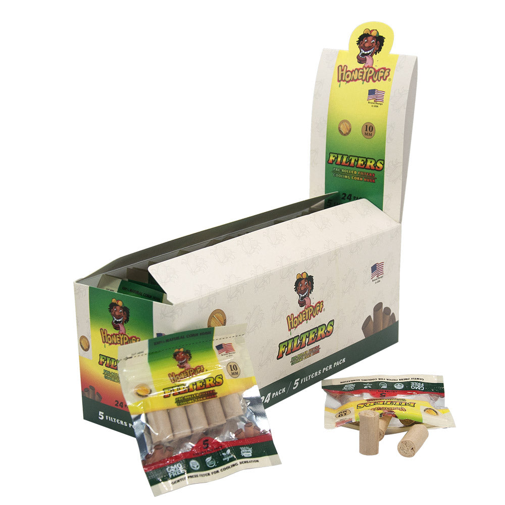 HONEYPUFF Corn Husk Filter Tips, Organic Pre Rolled Tips, Ø 10 Filters