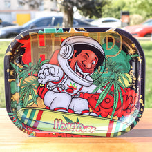 Load image into Gallery viewer, HONEYPUFF Tinplate Metal Rolling Tray, 7 x 5.5 Inches Small Size Rolling Trays, Portable Rolling Paper Tray