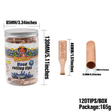 Load image into Gallery viewer, HONEYPUFF Blueberry Flavored Wood Rolling Filter Tips, 40 mm Cigarette Holder, 120 Tips / Jar
