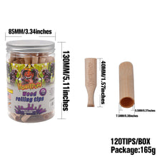 Load image into Gallery viewer, HONEYPUFF Grape Flavored Wood Rolling Filter Tips, 40 mm Cigarette Holder, 120 Tips / Jar