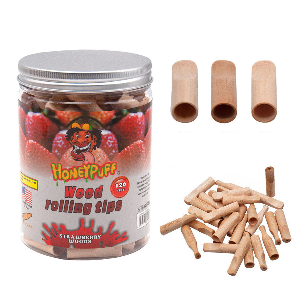 HONEYPUFF Strawberry Flavored 40MM Wood Rolling Filter Tips Smoking Wooden Mouth Tips