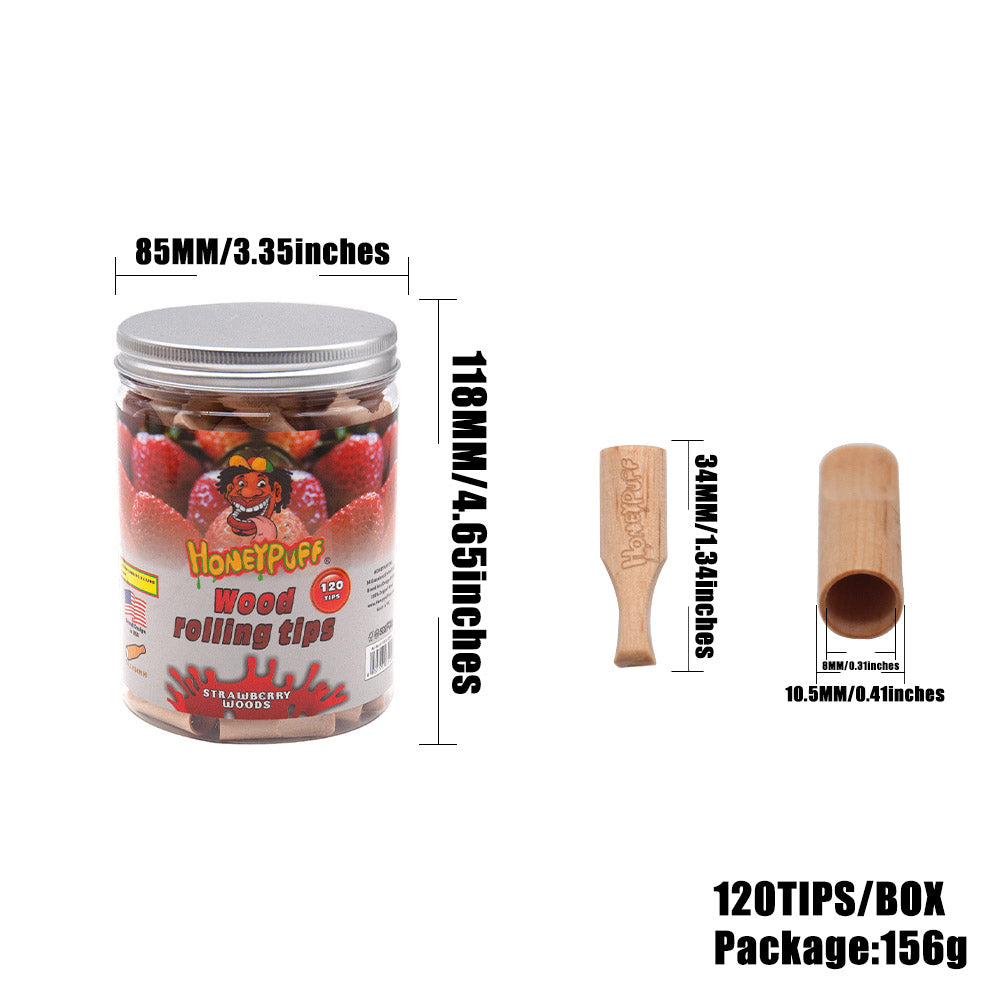 HONEYPUFF Strawberry Flavored 40MM Wood Rolling Filter Tips Smoking Wooden Mouth Tips