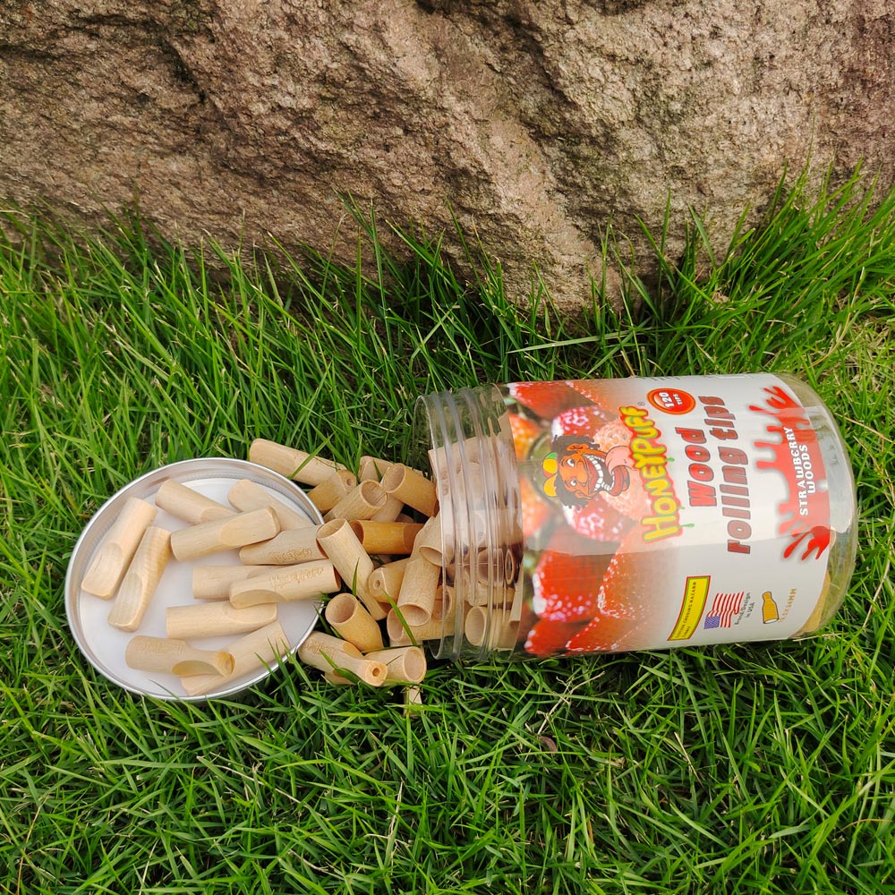 HONEYPUFF Strawberry Flavored 40MM Wood Rolling Filter Tips Smoking Wooden Mouth Tips