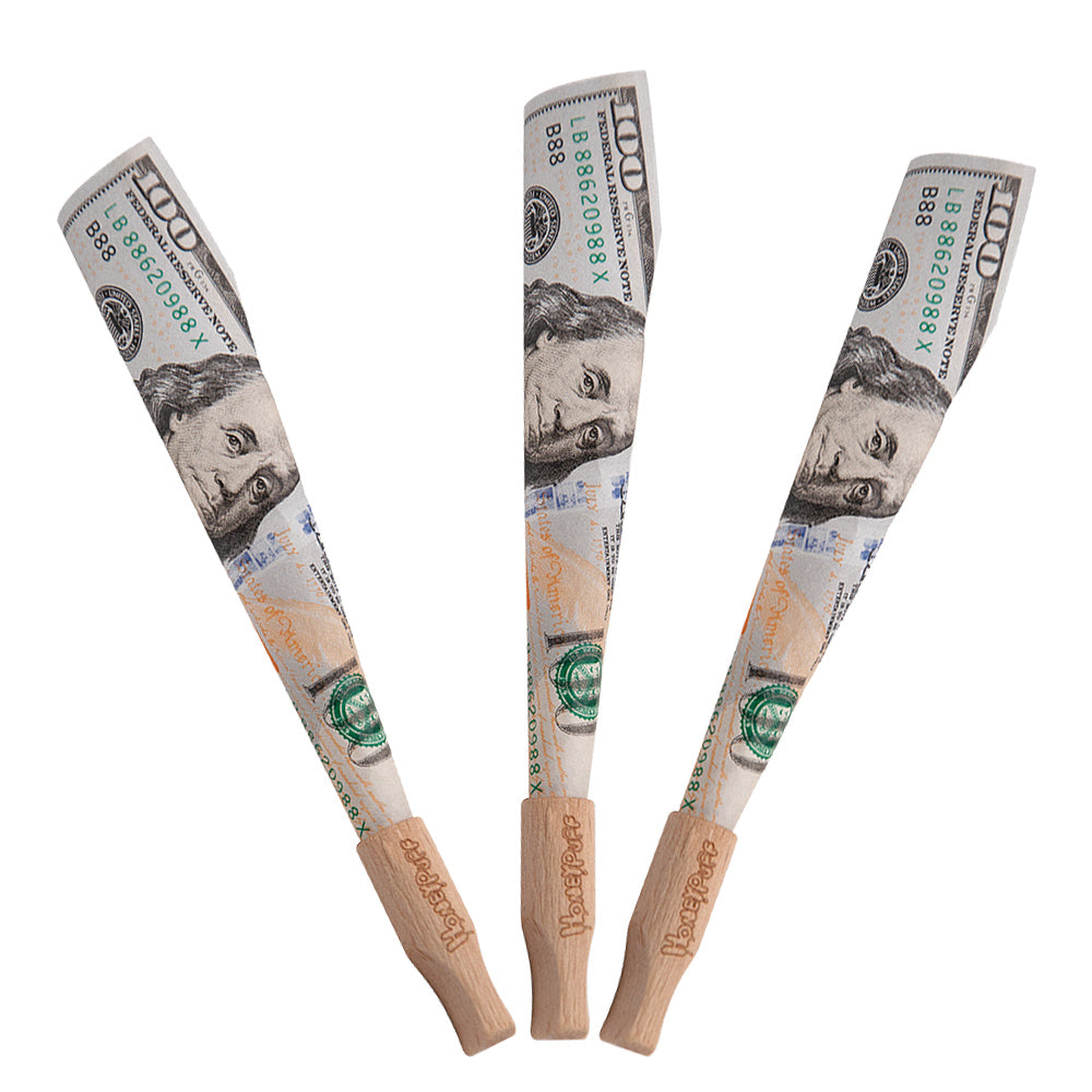 HONEYPUFF Grape Flavored Wood Rolling Filter Tips, 34 mm Cigarette Holder, 120 Tips / Jar