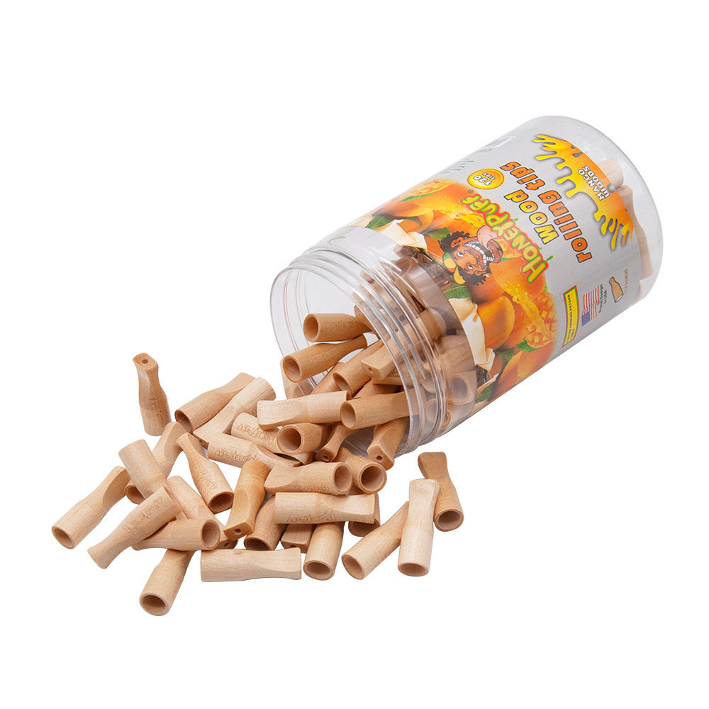 HONEYPUFF Mango Flavored Wood Rolling Filter Tips, 35 mm Cigarette Holder, 120 Tips / Jar