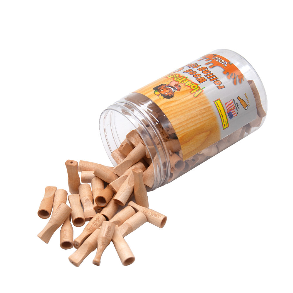 HONEYPUFF Organic Flavored Cigarette Holder, 35 mm Wood Mouth Tips, 120 Tips / Jar