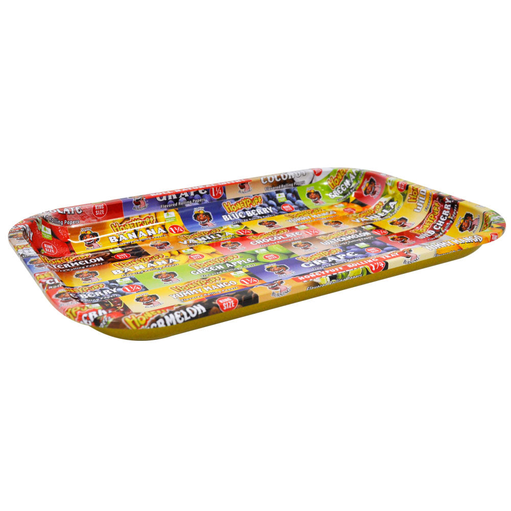 HONEYPUFF Tinplate Metal Rolling Tray, Big Size 11.3” x 7.3” Cigarette Rolling Paper, Smooth Rounded Edge Rolling Paper Trays