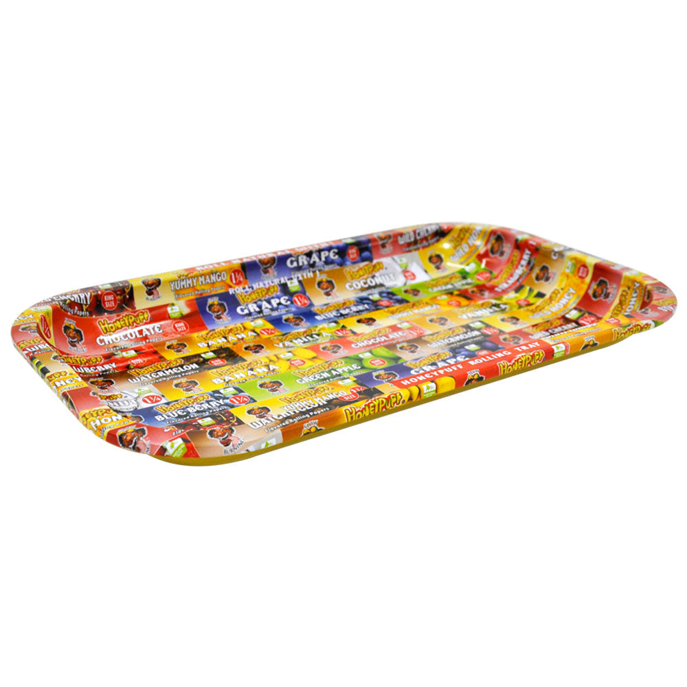 HONEYPUFF Tinplate Metal Rolling Tray, Large Size 10.6” x 6.3” Cigarette Rolling Paper, Smooth Rounded Edge Rolling Paper Trays