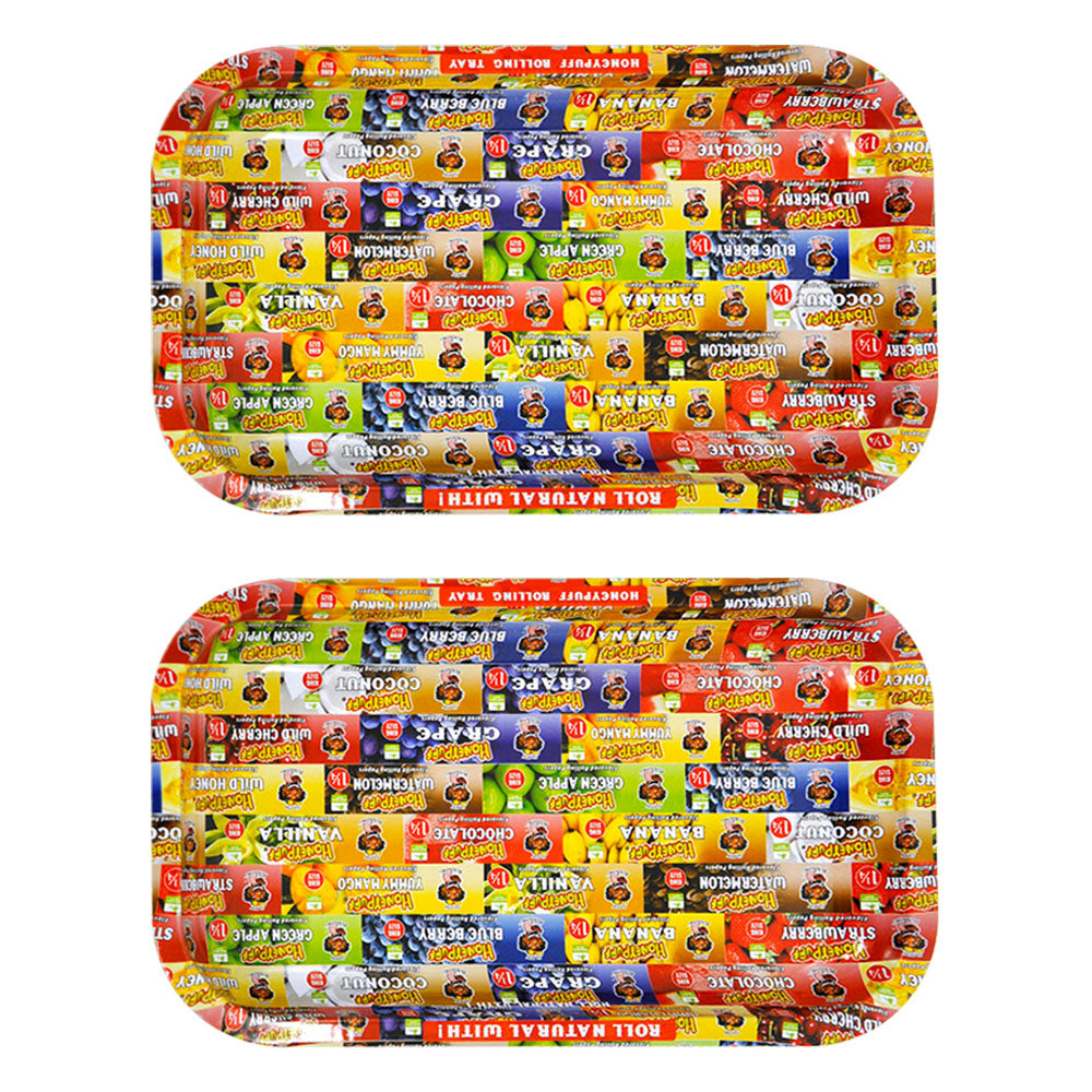 HONEYPUFF Tinplate Metal Rolling Tray, Large Size 10.6” x 6.3” Cigarette Rolling Paper, Smooth Rounded Edge Rolling Paper Trays
