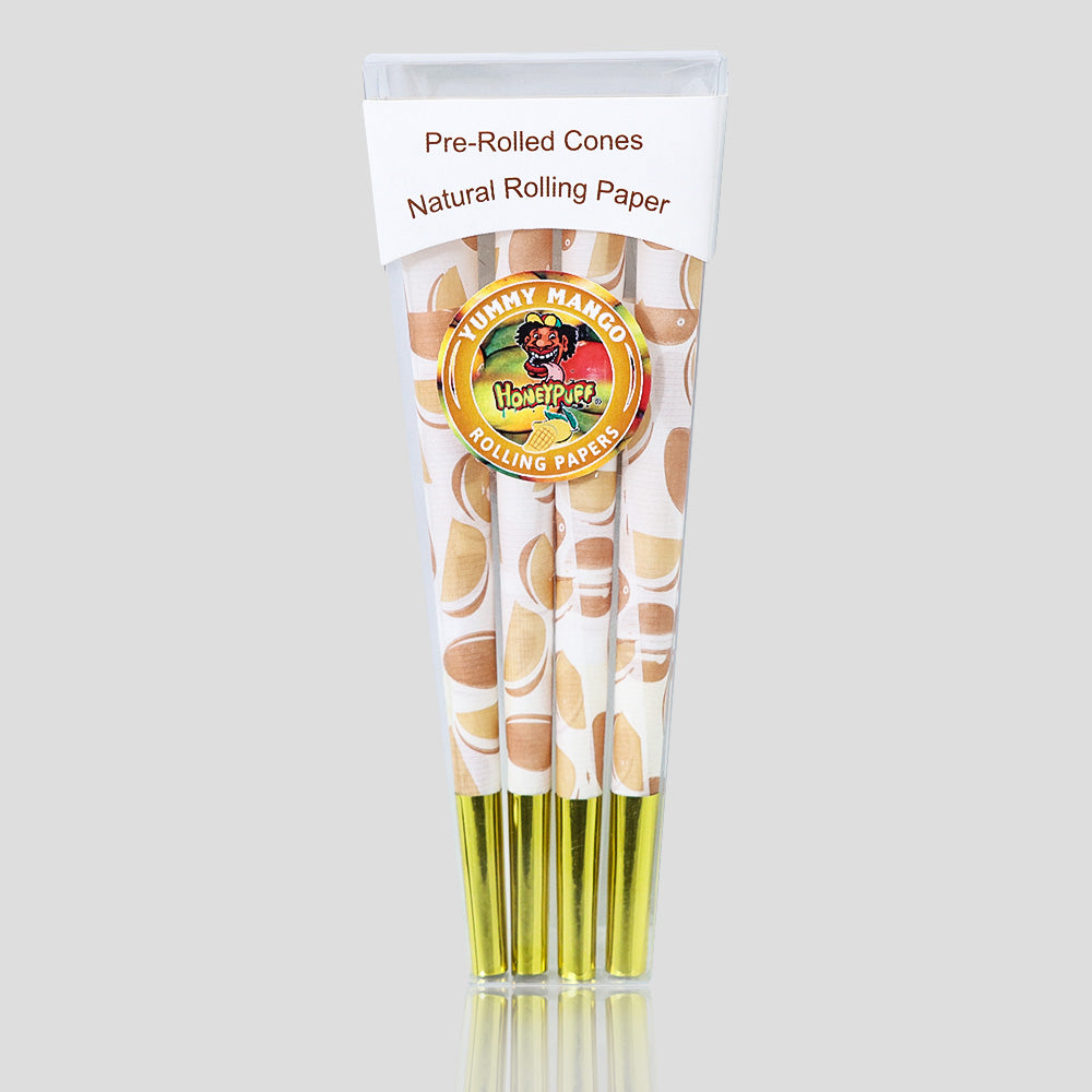 HONEYPUFF Mix Fruit Flavored Pre Rolled Cones, King Size Pre Rolled Rolling Paper with Golden Tips, Slow Burning Pre Rolled Paper Cones with Cones Loaders (8 Pcs)