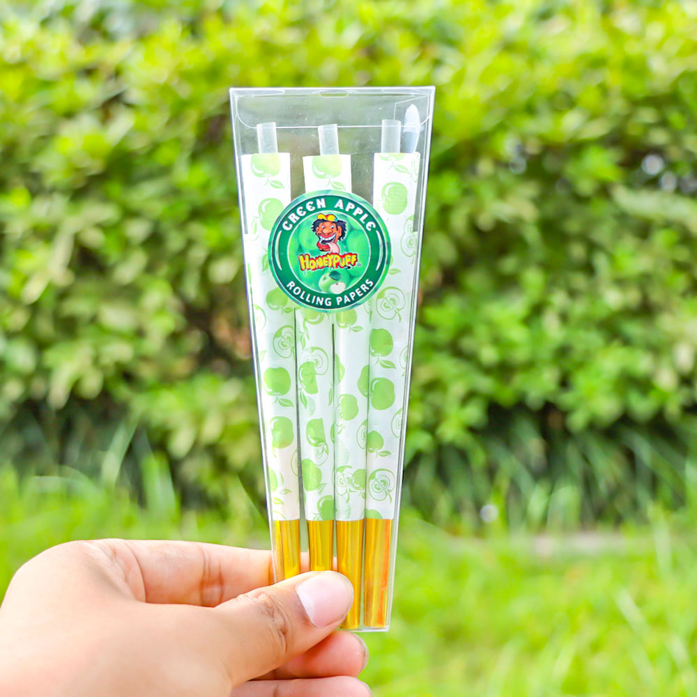 HONEYPUFF Mix Fruit Flavored Pre Rolled Cones, King Size Pre Rolled Rolling Paper with Golden Tips, Slow Burning Pre Rolled Paper Cones with Cones Loaders (8 Pcs)