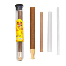 Load image into Gallery viewer, HONEYPUFF 98 mm Banana Flavored Pre Rolled Cones, Wood Tips Rolling Cones &amp; Glass Cigarette Holder, 1 PCS /Tube 24Tubes / Box

