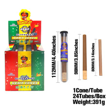 Load image into Gallery viewer, HONEYPUFF 98 mm Blueberry Flavored Pre Rolled Cones, Wood Tips Rolling Cones &amp; Glass Cigarette Holder, 1 PCS /Tube 24Tubes / Box